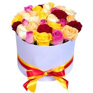 31 multi-colored rose in a box