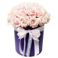 Cream roses in a box
