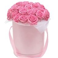Pink roses in a box