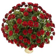 Basket of flowers from 101 red roses