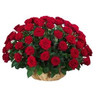 Basket of flowers from 51 red roses