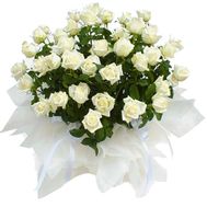 Basket of flowers from 51 white roses