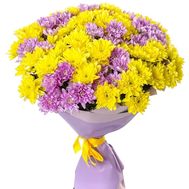 Bouquet of 21 multi-colored chrysanthemums