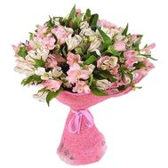 Bouquet of 21 white and pink alstroemeria