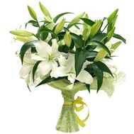Bouquet of flowers from 2 yellow and 1 pink lily