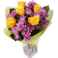 Bouquet of 5 roses and 4 chrysanthemums