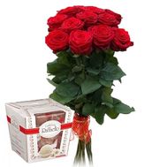 11 red roses and rafaello
