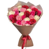 Bouquet of 25 multi-colored roses
