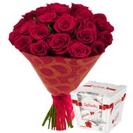 25 red roses and rafaello
