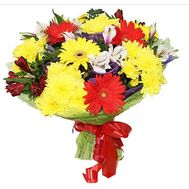 Bouquet of flowers of 4 gerberas, 3 chrysanthemums and 4 alstroemerias