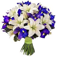 Bouquet of 7 lilies and 15 irises flowers