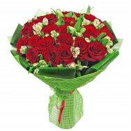 Bouquet of flowers from 21 roses and 6 alstroemerias