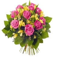 Bouquet of flowers from 13 roses and 12 alstroemerias
