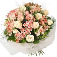 Bouquet of flowers from 9 roses and 10 alstroemerias