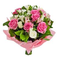 Bouquet of flowers from 14 roses and 7 alstroemerias