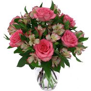 Bouquet of 7 roses and 10 alstroemerias