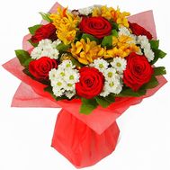 Bouquet of 7 roses, 6 chrysanthemums and 6 alstroemerias