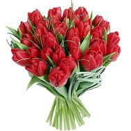 Bouquet of flowers from 51 red tulips