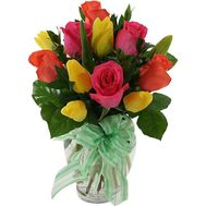 Bouquet of 11 multi-colored tulips