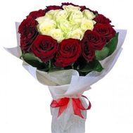 Bouquet of 15 red and 12 white roses