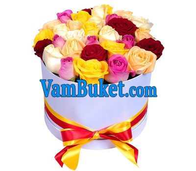 31 різнокольорова троянда в коробці