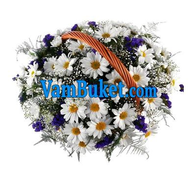 Basket of flowers from 13 chrysanthemums