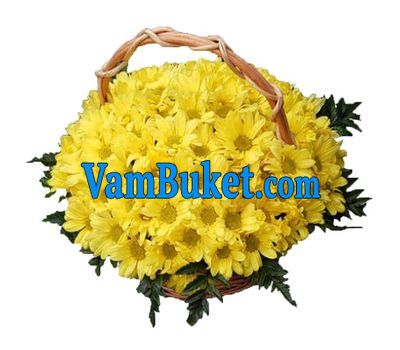 Basket of 19 yellow chrysanthemum flowers