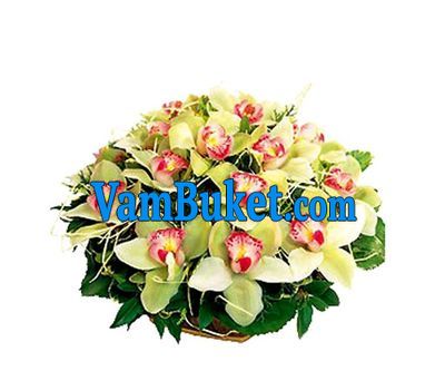 Basket of flowers from 19 orchid flowers
