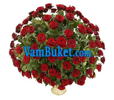 Basket of flowers from 101 red roses