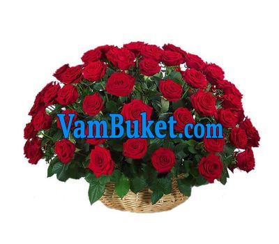 Basket of flowers from 51 red roses