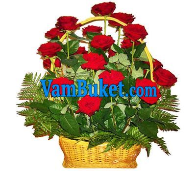 Корзина цветов из 21 красной розы