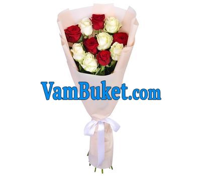 Bouquet of red and white roses