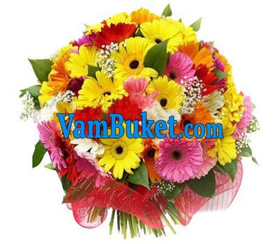 Bouquet of flowers from 35 multi-colored gerberas