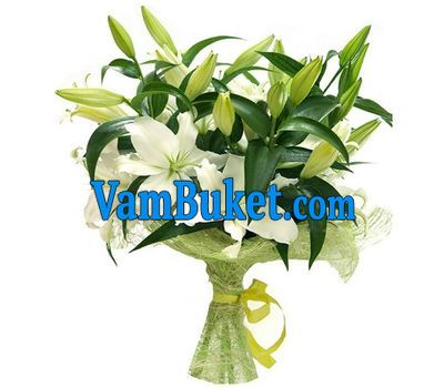Bouquet of flowers from 2 yellow and 1 pink lily