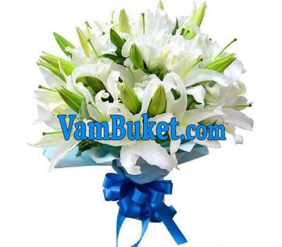Bouquet of 7 white lilies flowers