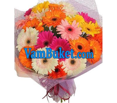 Bouquet of flowers from 25 multi-colored gerberas