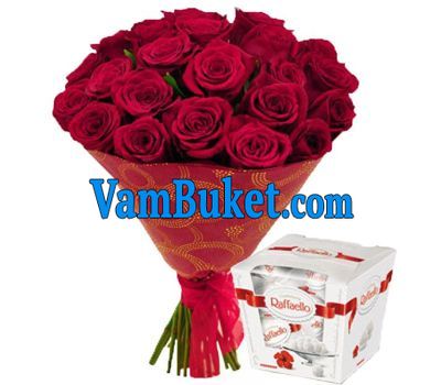25 red roses and rafaello