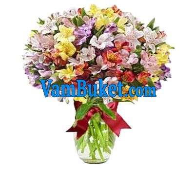 Bouquet of 31 multi-colored alstroemerias