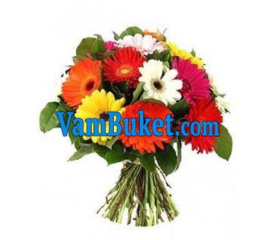 Bouquet of 13 different colored gerberas