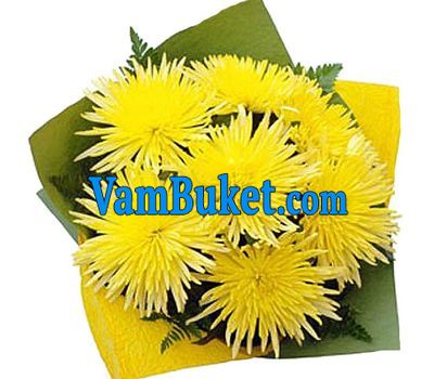 Bouquet of 9 yellow chrysanthemums