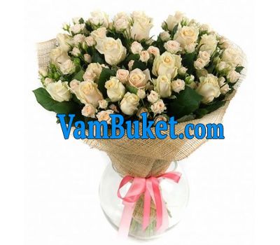 Bouquet of 10 bush roses and 9 roses