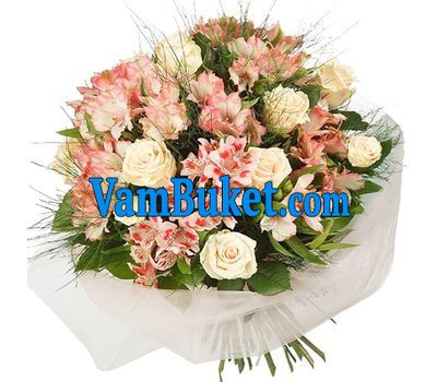 Bouquet of flowers from 9 roses and 10 alstroemerias