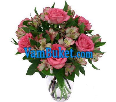 Bouquet of 7 roses and 10 alstroemerias
