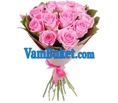 Bouquet of 15 pink roses