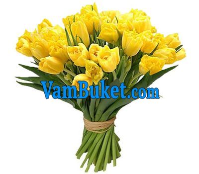 Bouquet of flowers from 25 yellow tulips