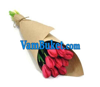 Bouquet of 9 pink tulips