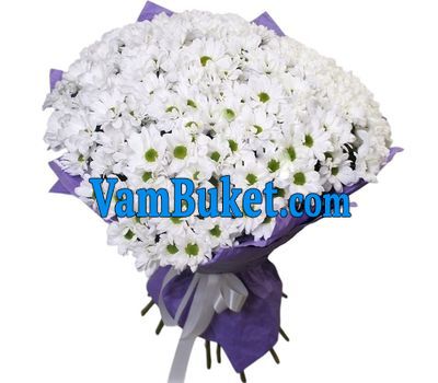 Bouquet of flowers from 45 chamomile chrysanthemums