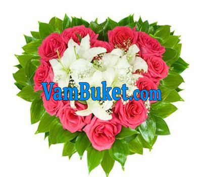 Heart of roses and lilies